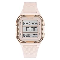 GUESS Nude and Rose Gold-Tone Digital Watch