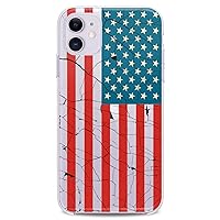 TPU Case Compatible with Apple iPhone 12 5G 12 Pro 2020 Cover 6.1 inches iPh 12 Paint Wall USA Flag Cute Clear Design Soft Flexible Silicone Patriot Beautiful Symbol Manly Slim fit Print Boy