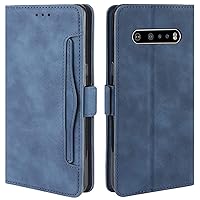 LG V60 ThinQ Case, LG V60 Case, Magnetic Full Body Protection Shockproof Flip Leather Wallet Case Cover with Card Slot Holder for LG V60 ThinQ 5G Phone Case (Blue)