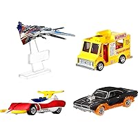 Hot Wheels Marvel Premium 4-Pack of 4 Toy Cars, Trucks & Vans Inspired by Popular Comic Book Characters in 1:64 Scale