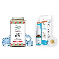 SNAKE BRAND Prickly Heat Cooling Powder Classic (4.9 Oz / 140g) and Herbal Throat Spray (15ml) Bundle - Beat The Heat Outside and Inside - Ultimate Relief Package