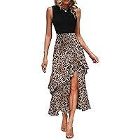 Dokotoo Women's Summer 2024 Maxi Dress Spaghetti Strap Spring Casual Boho Split Beach Long Flowy Dresses Trendy