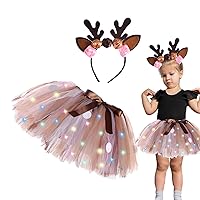 Toddler Reindeer Costume, 200g Durable Reindeer Print Toddler Dress,Princess Party Dress, Easy To Use,long-lasting Reindeer Tutu Dress For Children, Girls