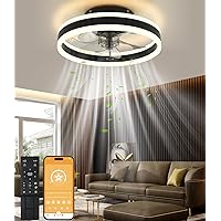 Nalezuns Ceiling Fan, LED Ceiling Fan with Lighting, 3 Colour Temperatures and 6 Speeds Ceiling Fan with Lamp, Remote Control, Quiet Dimmable Fan Ceiling Light
