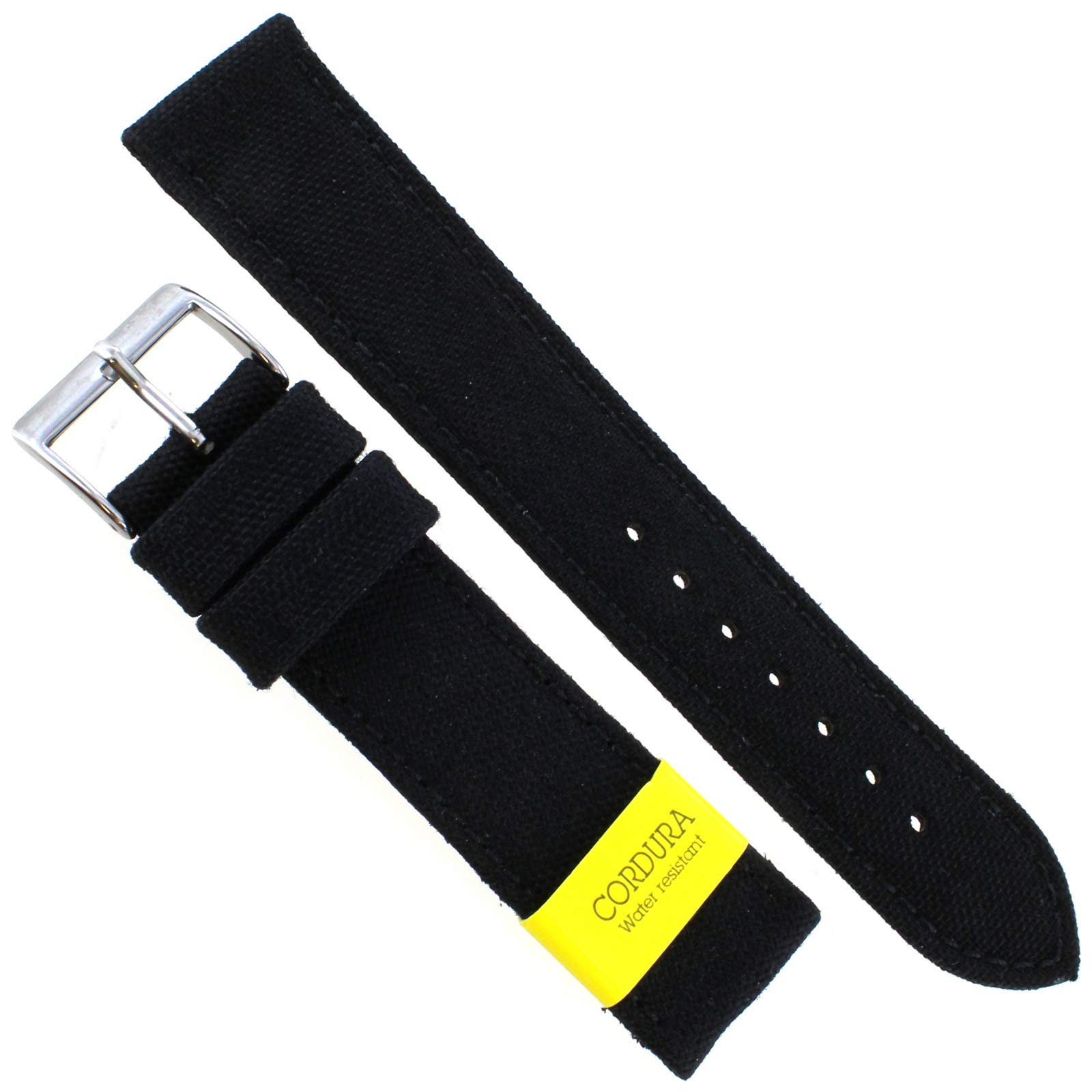 Morellato 24mm Padded Stitched Genuine Cordura Canvas Black Watch Band Strap