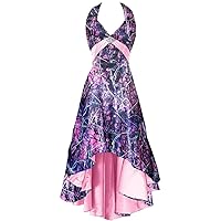 High Low Outdoor Camo Wedding Dresses for Bride Prom Gowns Halter Neck