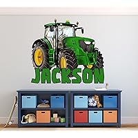 Tractor Decal - Kids Name Wall Decor - Custom Name Wall Decals for Boys Bedroom - Personalized Farm Tractor Wall Decor