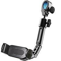 Aluminum Multi-Directional Rear View Mirror Phone Holder for Car - 360-degree Rotatable & Retractable Car Truck Jeep Essentials Accessories Phone Mount for iPhone and Android Cell Phones