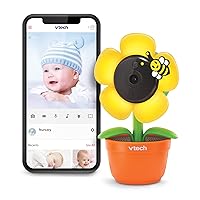 VTech RM9751 Yellow Daisy Smart Wi-Fi Baby Camera, iOS & Android Enabled, 1080p Full HD, Privacy Mode Cover, Night Light, Soothing Sounds & Lullabies, Two-way Intercom,Temperature Sensor, Night Vision