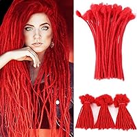 18Inch 0.6cm Width Loc Extensions 60 Strands 100% Human Hair Dreadlock Extensions for Men/Women/Kids,Full Handmade Permanent Loc Extensions Bundles Can Be Dyed Bleached Curled Red Color