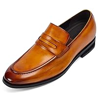 CHAMARIPA Elevator Shoes for Men - Height Increasing Shoes with Genuine Leather Lining Easy Slip on Designed Loafer 1.97/2.36/2.76 inch Taller