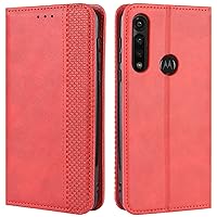 Motorola Moto G Power Case, Retro PU Leather Full Body Shockproof Wallet Flip Case Cover with Card Slot Holder and Magnetic Closure for Motorola Moto G Power 2020 Phone Case (Red)