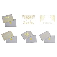Elegant 100 Thank You Cards with 4x6 Envelopes and Stickers. For Baby Shower, Business and Wedding, 6 assorted designs (Gold stamp text - white).
