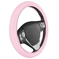 BDK Sharper Image Ultra Soft Car Steering Wheel Cover for Women, Standard 15 inch Size, Cute Comfy Grip Faux Leather for Truck Van SUV Auto, Pink