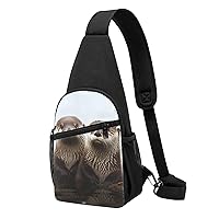 Sling Bag Crossbody for Women Fanny Pack cute otter Chest Bag Daypack for Hiking Travel Waist Bag