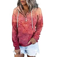 Women's Fashion Hoodies & Sweatshirts Tie Dye Hoodie For Women Casual Button Sweatshirts 2023 Fall Clothes Pullover