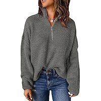 RanRui Winter Fall Sweater Lightweight V Neck Zipper Sweater Ultra-Soft Solid Color Pullover