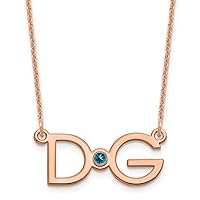 Jewels By Lux Large 2 Initial with Birthstone Cable Chain Necklace (Length 18 in)