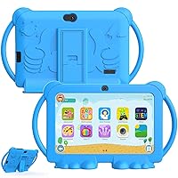 Kids Tablet, 7 inch Android 12 Tablet for Kids, 4GB RAM 32GB ROM 512GB Expand, Toddler Tablet with Parental Control, IPS Screen, Dual Camera, Educational, Games, Shockproof Case for Boys/Girls (Blue)