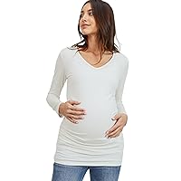Womens Long Sleeve V Neck Side Ruched Maternity Top