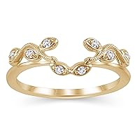 10k Gold 1/10 Cttw Round White Diamond Vine Vintage-Style Solitaire Enhancer Wrap Ring (Color I-J, Clarity 12)