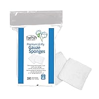 ForPro Premium 12-Ply Gauze Sponges, 100% Cotton, Non-Sterile Cotton Gauze Sponges, for Application and Removal of Products, 2” x 2”, 200-Count