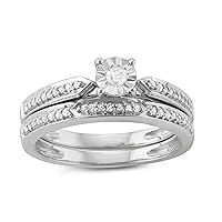 Sterling Silver 1/4 CTTW Diamond Engagement Ring With Center Miracle Plate