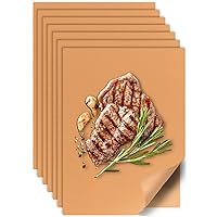 UBeesize 7 Pack Copper Grill Mats for Outdoor Grill, Heavy Duty BBQ Grilling Matt & Oven Liners, Resuable, Easy to Clean, Works on Gas Charcoal Electric Grill, Smoker, Oven -15.75 x 13 Inch