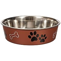 Loving Pets - Bella Bowls - Dog Food Water Bowl No Tip Stainless Steel Pet Bowl No Skid Spill Proof (Large, Copper)