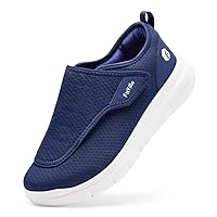FitVille Diabetic Shoes for Men Extra Wide Slip-on Shoes for Swollen Feet Adjustable Walking Shoes for Elderly Foot Pain Relief Neuropathy - EasyTop Wings