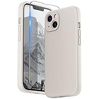 SURPHY Compatible with iPhone 13 Case with Screen Protector, (Camera Protection + Soft Microfiber Lining) Liquid Silicone Phone Case 6.1 inch 2021 (Stone)