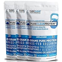 PureClean Protein Powder with Collagen Peptides, EEAs & BCAAs - Grass Fed HydroBEEF - Organic Bone Broth Protein for Healthy Muscles, Joints & Energy - Keto & Paleo Friendly (3 Bags Unflavored)
