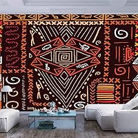 77x55 inches Wall Mural,Aboriginal Style Patterns Tribal Motifs Objects Collage of Cave Pictures Print Peel and Stick Self-Adhesive Wallpaper Removable Large Wall Sticker Wall Decor for Home Office
