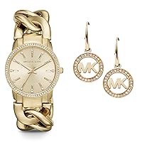 Michael Kors Lady Nini Women's Watch, Stainless Steel Chain-Link Bracelet and Pavé Crystal Watch for Women