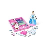 Disney Cinderella Magnetic Dress-Up Wooden Pretend Play Set (30+ pcs) - Toys, Princess Dress Up Doll For Preschoolers And Kids Ages 3+