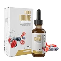 Maxler Liquid Iodine Drops (0.5%) - Iodine Supplement for Thyroid Support - No GMO, Colors, Artificial Flavors, Sweetener, Alcohol - 150 mcg of Vegan Potassium Iodide per 1 Drop (0.03 ml) - Wild Berry