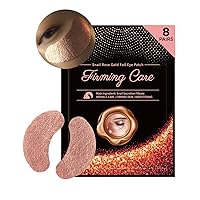 YURICOS Snail Rose Gold Foil Under Eye Mask Patch for Dark Circles and Puffiness 8 Pairs - Enriched - Rose Gold Mask for Diminishing Under Eye Wrinkles, Lines