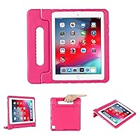 Kids Case for Apple iPad Pro 12.9 inch 2022/2021/2020/2018 (6th/5th/4th/3rd Generation) with Pencil Holder/Rotating Kickstand Swivel Handle EVA Foam Shockproof Rugged Flip Stand Cover, Rose