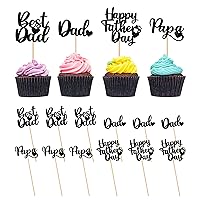 12Pcs Happy Fathers Day Cupcake Toppers with Heart Black Glitter Best Dad Cake Toppers,Paper Dad Cupcake Picks Papa Cake Decoration for Happy Father's Day Theme Party Cake Decorations Supplies
