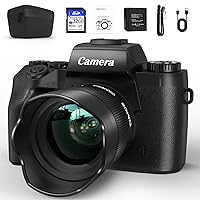 2.7K Digital Camera, 44MP Vlogging Camera for YouTube Video Camera with Flash,16X Zoom Travel Portable Digital Camera with 32GB Card,1 Batteries