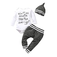 Aint No Auntie Like The One I Get Baby Boy Clothes Auntie Saying Letter Print Long Sleeve Romper Pants Hats