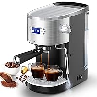 Joy Pebble Espresso Machine 20 Bar, Semi-Automatic Espresso Machine with Powerful Steam Wand, Coffee Machine with 40.5oz Removable Water Tank for Espresso, Latte and Cappuccino,1350W