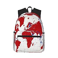 World Map School Backpack For, Unisex Large Bookbag Schoolbag Casual Daypack For