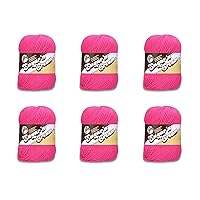 Lily Sugar'N Cream Super Size Hot Pink Yarn - 6 Pack of 113g/4oz - Cotton - 4 Medium (Worsted) - 200 Yards - Knitting/Crochet