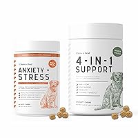 Dog Calming Treats and All in 1 Dog Multivitamin - Stress Relief Thiamine and L-Tryptophan for Fireworks, Storms and Anxiety - Probiotics, Digestive Enzymes, Omega Skin and Coat, Hip and Joint Support