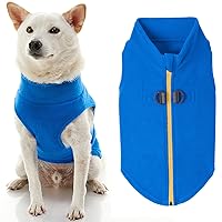 Gooby Zip Up Fleece Dog Sweater - Blue, Medium - Warm Pullover Fleece Step-in Dog Jacket with Dual D Ring Leash - Winter Small Dog Sweater - Dog Clothes for Small Dogs Boy and Medium Dogs