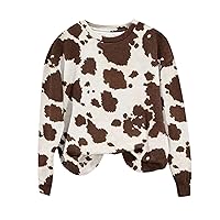 Western Shirt for Women Long Sleeves Aztec Cowgirl Sweatshirt Pullover Crew Neck Tunic Tops Color Block Blouses