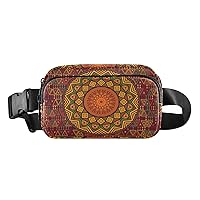 ALAZA Mandala on Geometric Background Belt Bag Waist Pack Pouch Crossbody Bag with Adjustable Strap for Men Women College Hiking Running Workout Travel