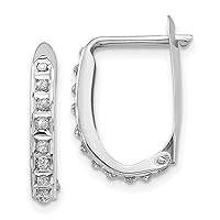 14k White Gold Diamond Fascination Leverback Hoop Earrings 16x2 mm (0.01 cttw, I1-I3 Clarity, I-J Color)
