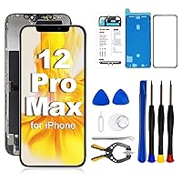 LMQ for iPhone 12 Pro Max Screen Replacement Kit 6.7 inch LCD Display 3D Touch Digitizer Full Assembly Repair Kits Waterproof Adhesive +Tempered Glass for A2342,A2410,A2412,A2411